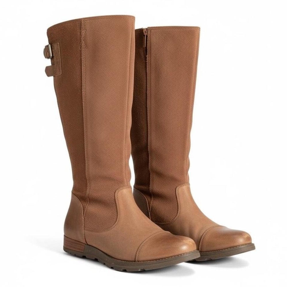 SOREL Slimpack‎ Riding Boots Tan Leather Suede Tall Waterproof Cap Toe Brown